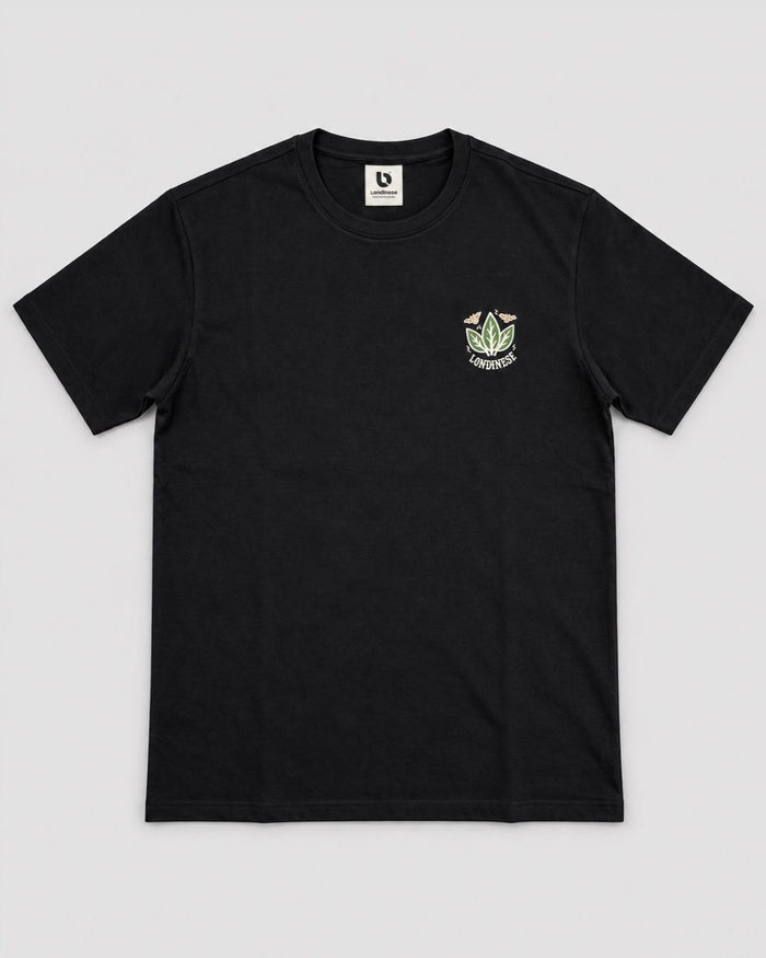 Londinese Afterparty, t-shirt nera (Black) con stampe skateboarding davanti e dietro, vista frontale