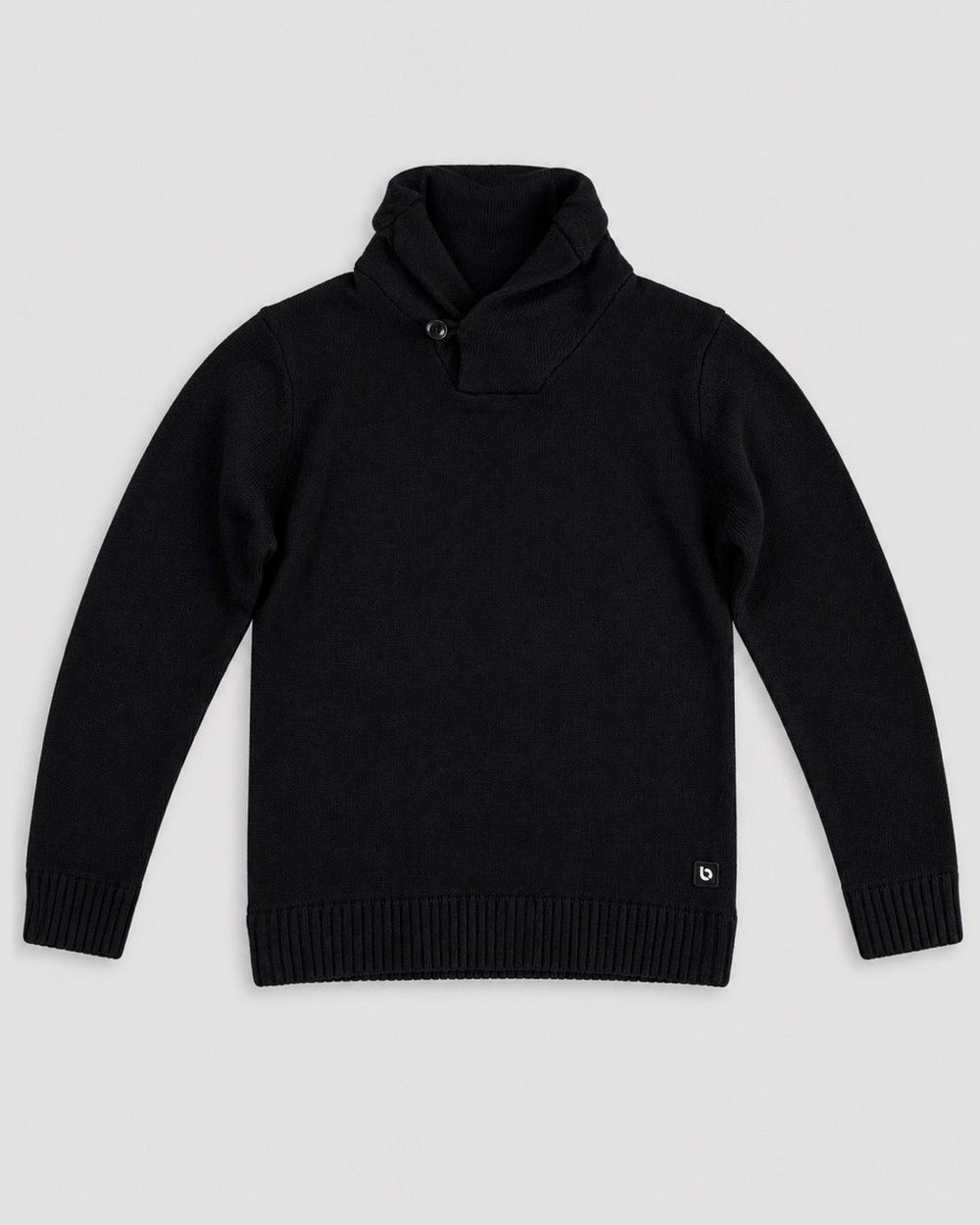 Londinese Camden Sweater, maglione blu e nero (Blue/Black) con polsini e balza in costa inglese, vista frontale