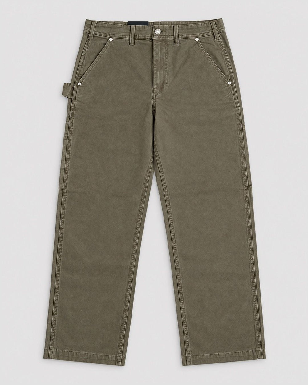Londinese Carpenters, pantalone carpenter verde militare (Army) con tasche porta-attrezzi, vista frontale