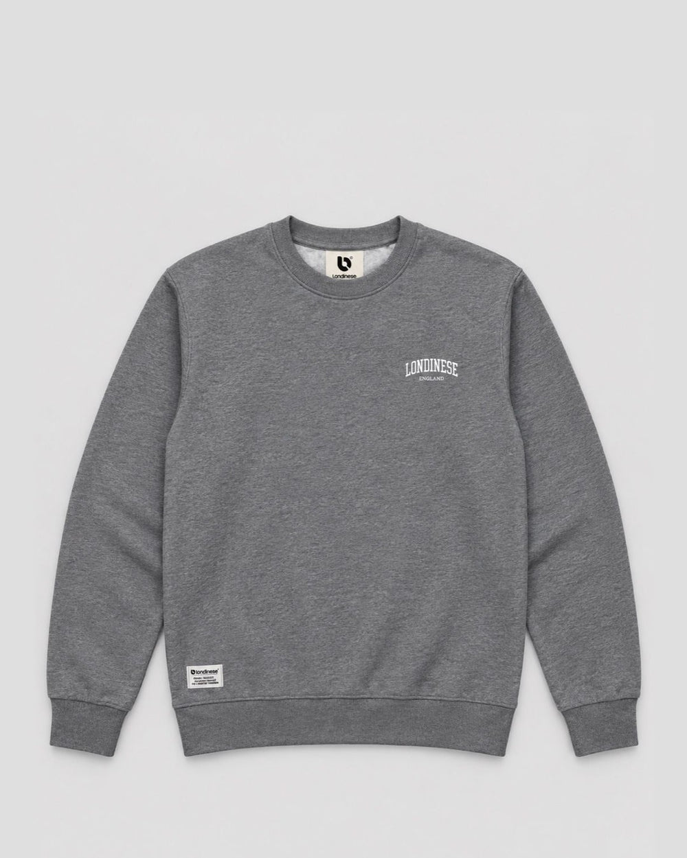 Londinese Chester Crew, felpa girocollo grigia (Ash) della linea Chester, vista frontale