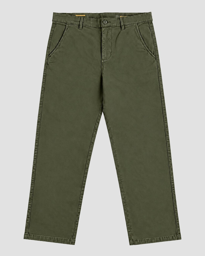Londinese Chino Pant, pantalone chino verde militare (Army) con vestibilità classica, vista frontale