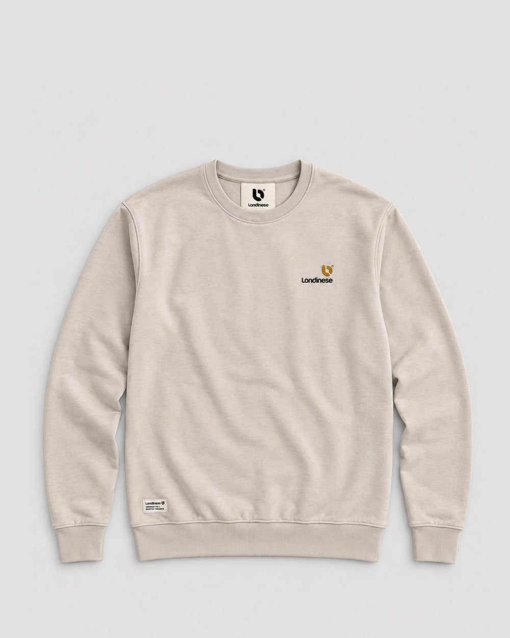 Londinese Falcon Crew, felpa girocollo avena (Oat) della linea Icons con logo sul petto, vista frontale
