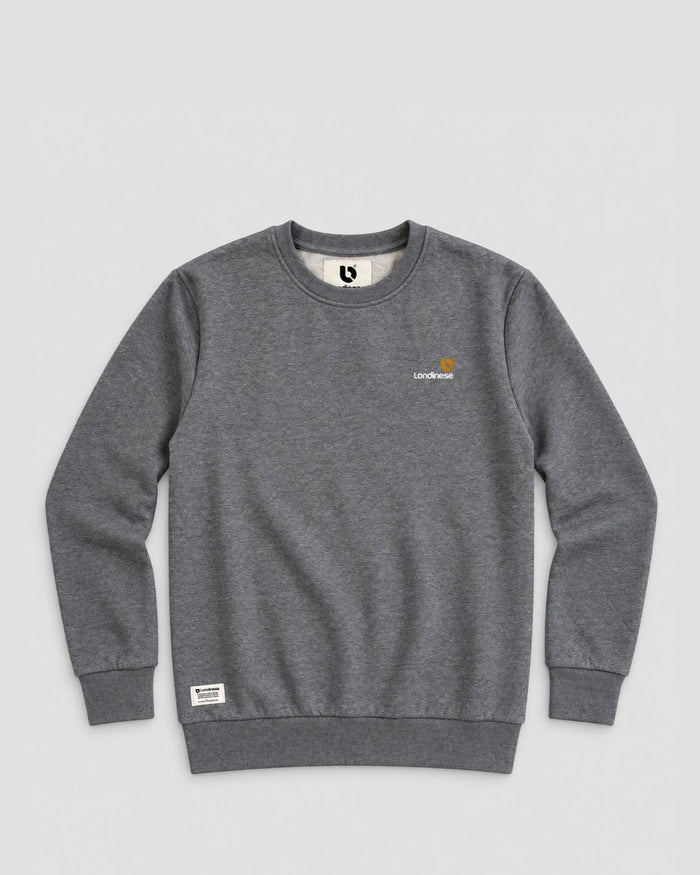 Londinese Falcon Crew, felpa girocollo grigia (Ash) della linea Icons con logo sul petto, vista frontale