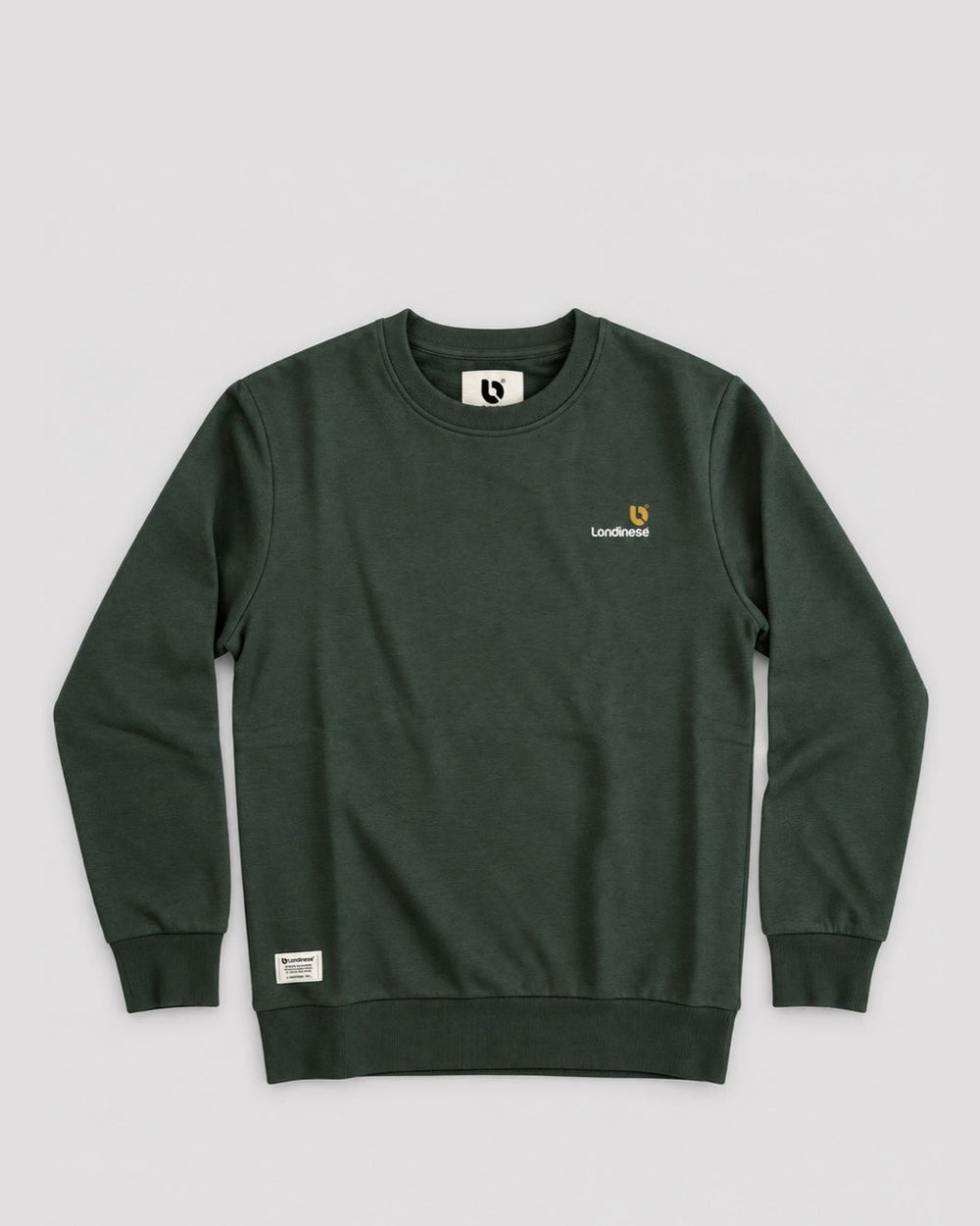 Londinese Falcon Crew, felpa girocollo verde scuro (Hunter) della linea Icons con logo sul petto, vista frontale