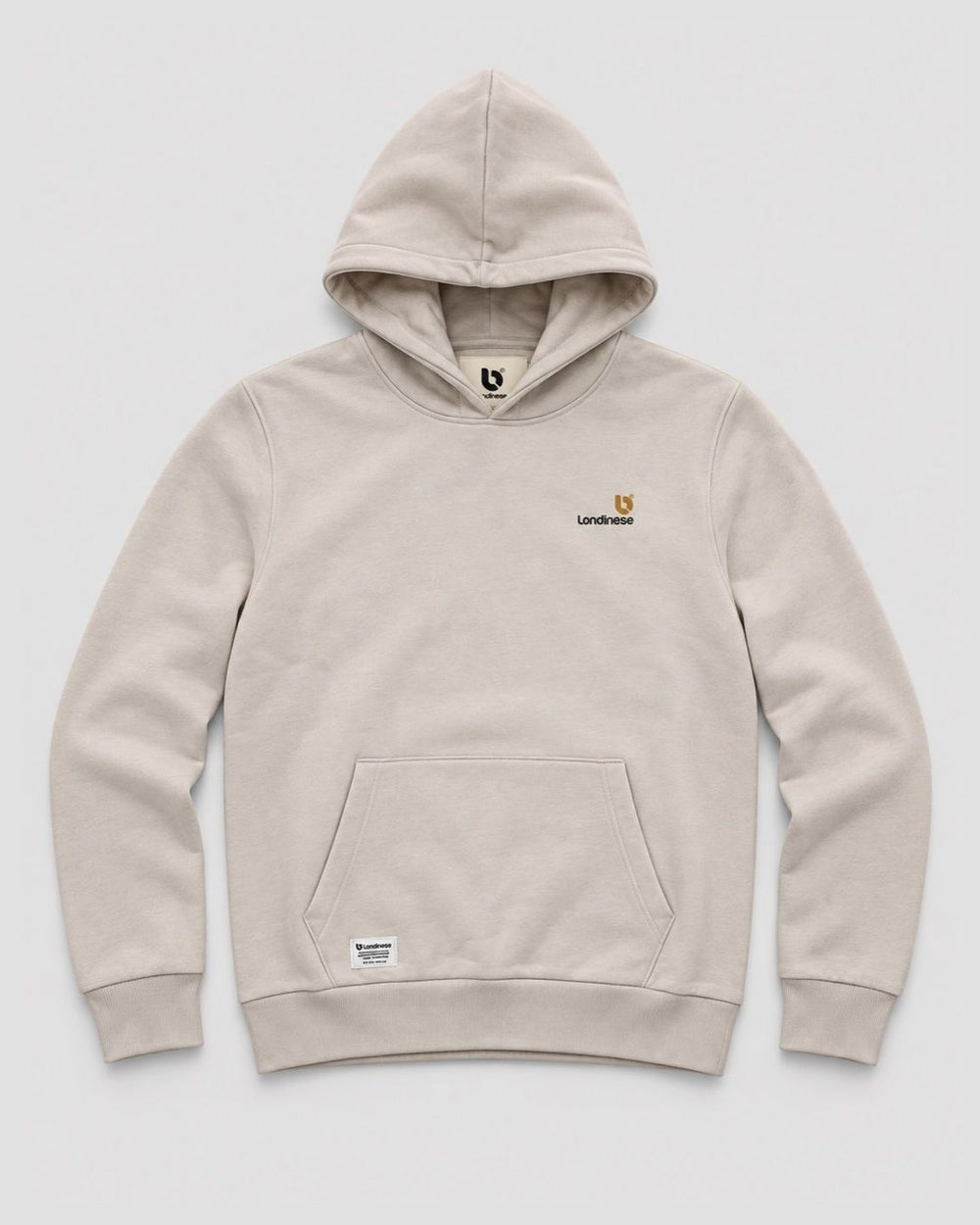 Londinese Falcon, felpa con cappuccio avena (Oat) della linea Icons con logo sul petto, vista frontale