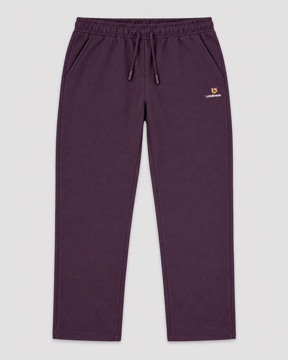 Londinese Falcon Pant, pantalone in felpa prugna (Plum) della linea Icons con logo Londinese, vista frontale