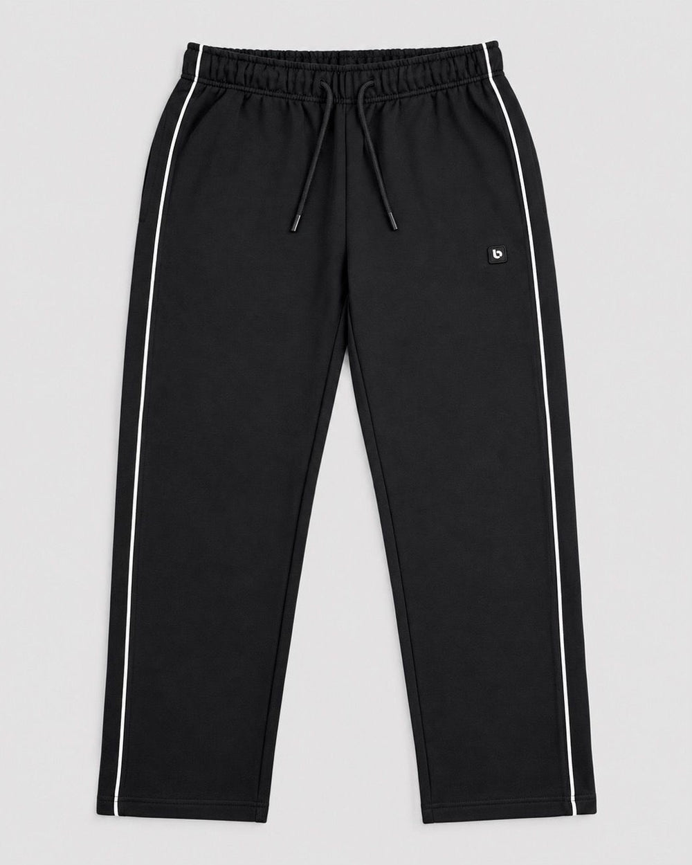 Londinese Marshall Pant, pantalone in felpa nero (Black) con piping bianco sulle gambe, vista frontale