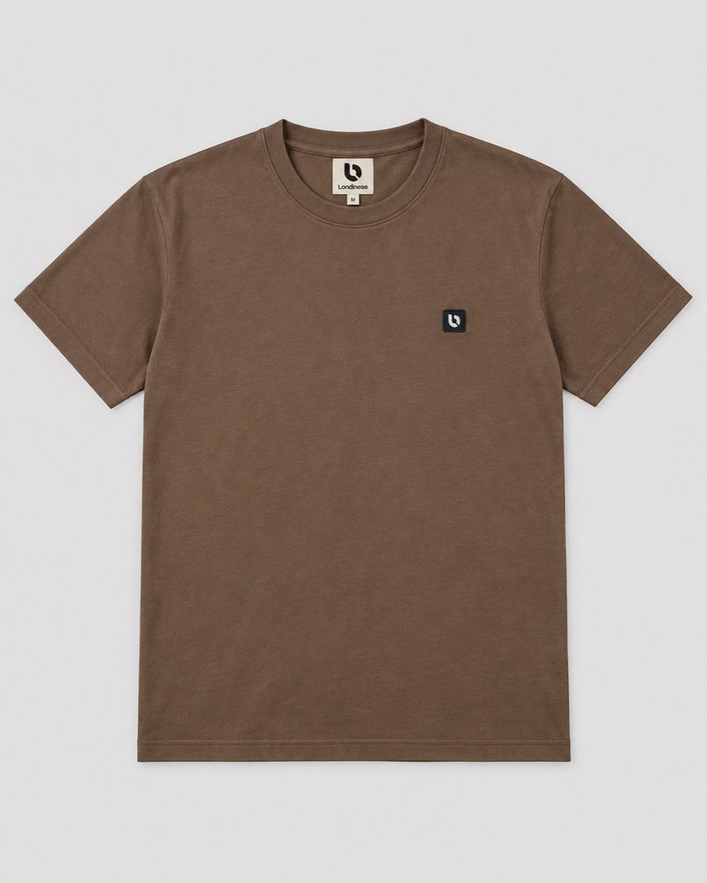 Londinese Marshall Tee, t-shirt marrone moka (Mocha) con logo sul petto, vista frontale