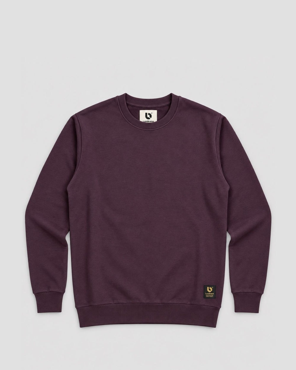 Londinese Moby, felpa girocollo prugna (Plum) con interno felpato, vista frontale