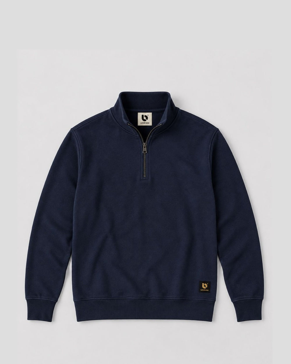 Londinese Shady, felpa mezza zip blu navy (Navy) con collo alto con cerniera, vista frontale