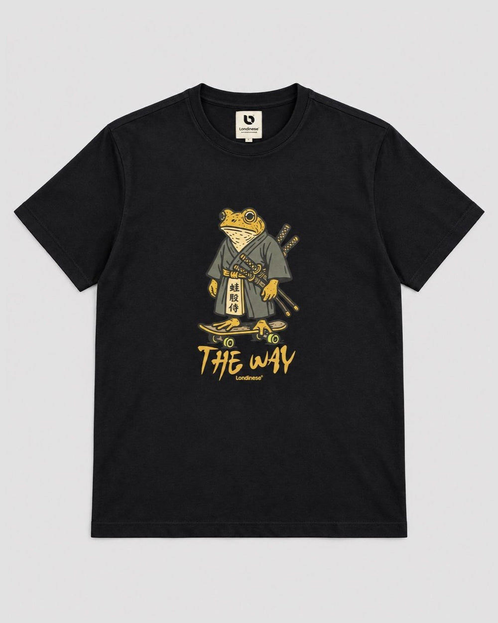 Londinese The Way, t-shirt nera (Black) con stampa del samurai, vista frontale
