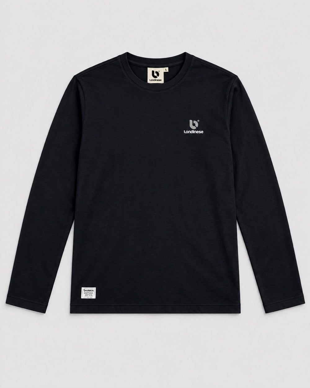 Londinese Vision Ls, t-shirt a manica lunga nera (Black) con logo sul petto, vista frontale