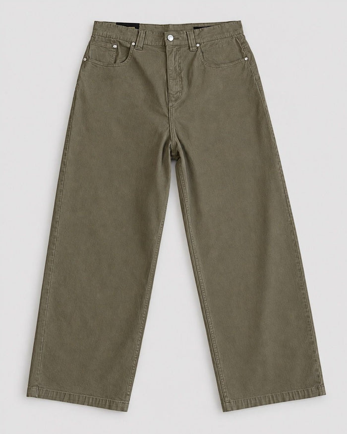 Londinese 5 Pockets, pantalone cinque tasche verde militare (Army) con vestibilità baggy, vista frontale