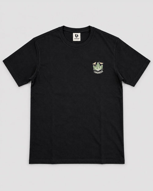 Londinese Afterparty, t-shirt nera (Black) con stampe skateboarding davanti e dietro, vista frontale