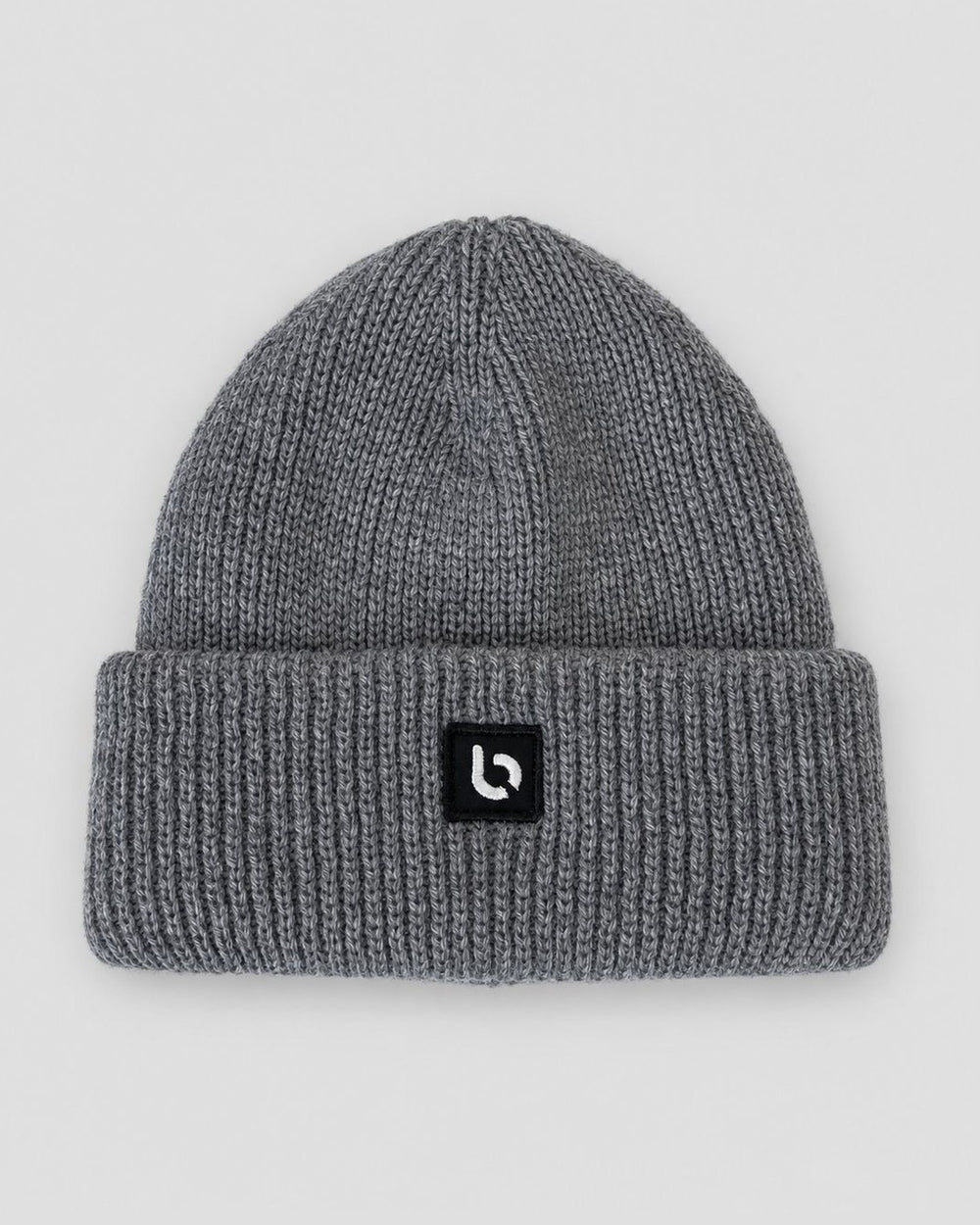 Londinese Beanie, berretto grigio (Grey) con patch Londinese, vista frontale
