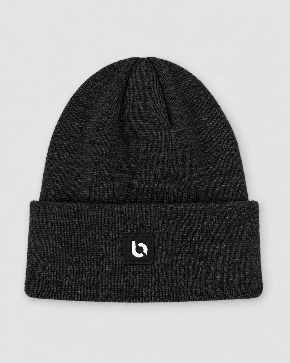 Londinese Beanie, berretto nero (Black) con patch Londinese, vista frontale