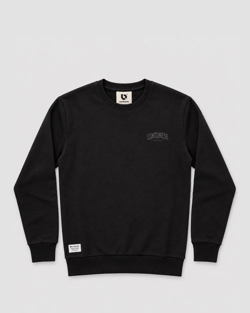 Londinese Chester Crew, felpa girocollo nera (Black) della linea Chester, vista frontale