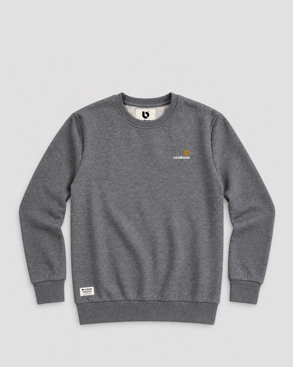 Londinese Falcon Crew, felpa girocollo grigia (Ash) della linea Icons con logo sul petto, vista frontale