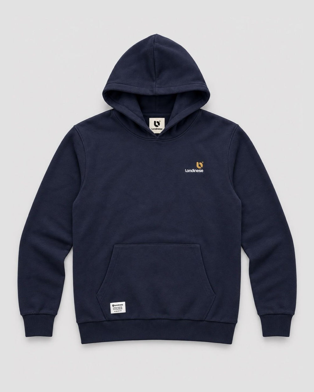 Londinese Falcon, felpa con cappuccio blu navy (Navy) della linea Icons con logo sul petto, vista frontale