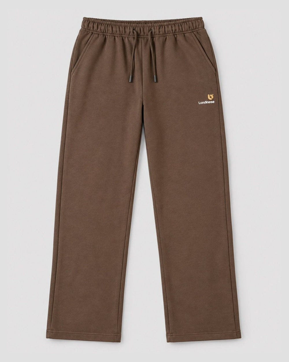 Londinese Falcon Pant, pantalone in felpa marrone moka (Mocha) della linea Icons con logo Londinese, vista frontale