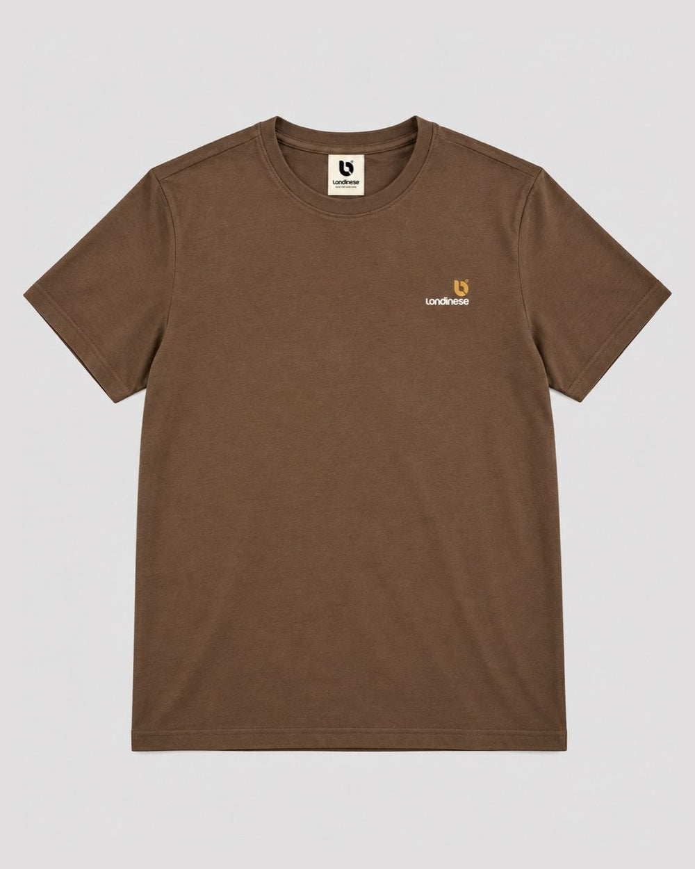 Londinese Falcon Tee, t-shirt marrone moka (Mocha) con logo sul petto, vista frontale