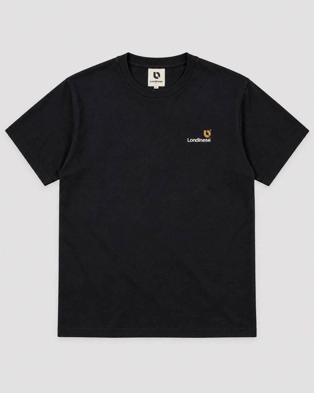 Londinese Falcon Tee, t-shirt nera (Black) con logo sul petto, vista frontale