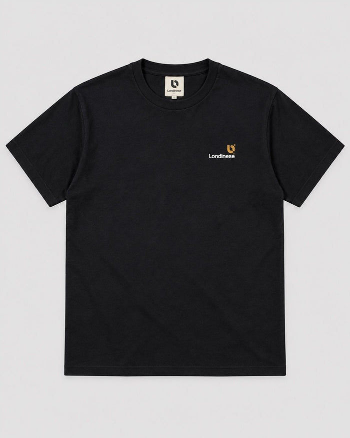 Londinese Falcon Tee, t-shirt nera (Black) con logo sul petto, vista frontale