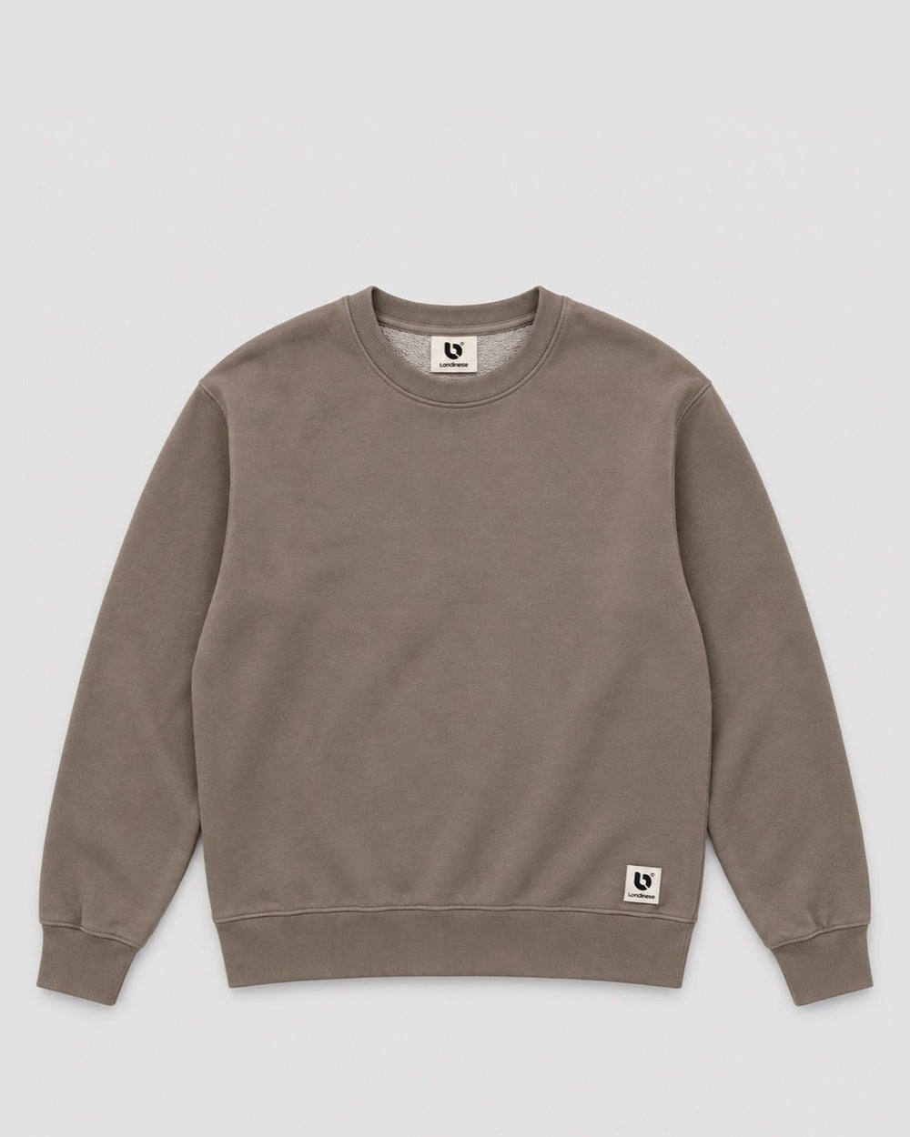 Londinese Invincible Crew, felpa girocollo grigio pietra (Stone Dust) con lavaggio acid wash, vista frontale