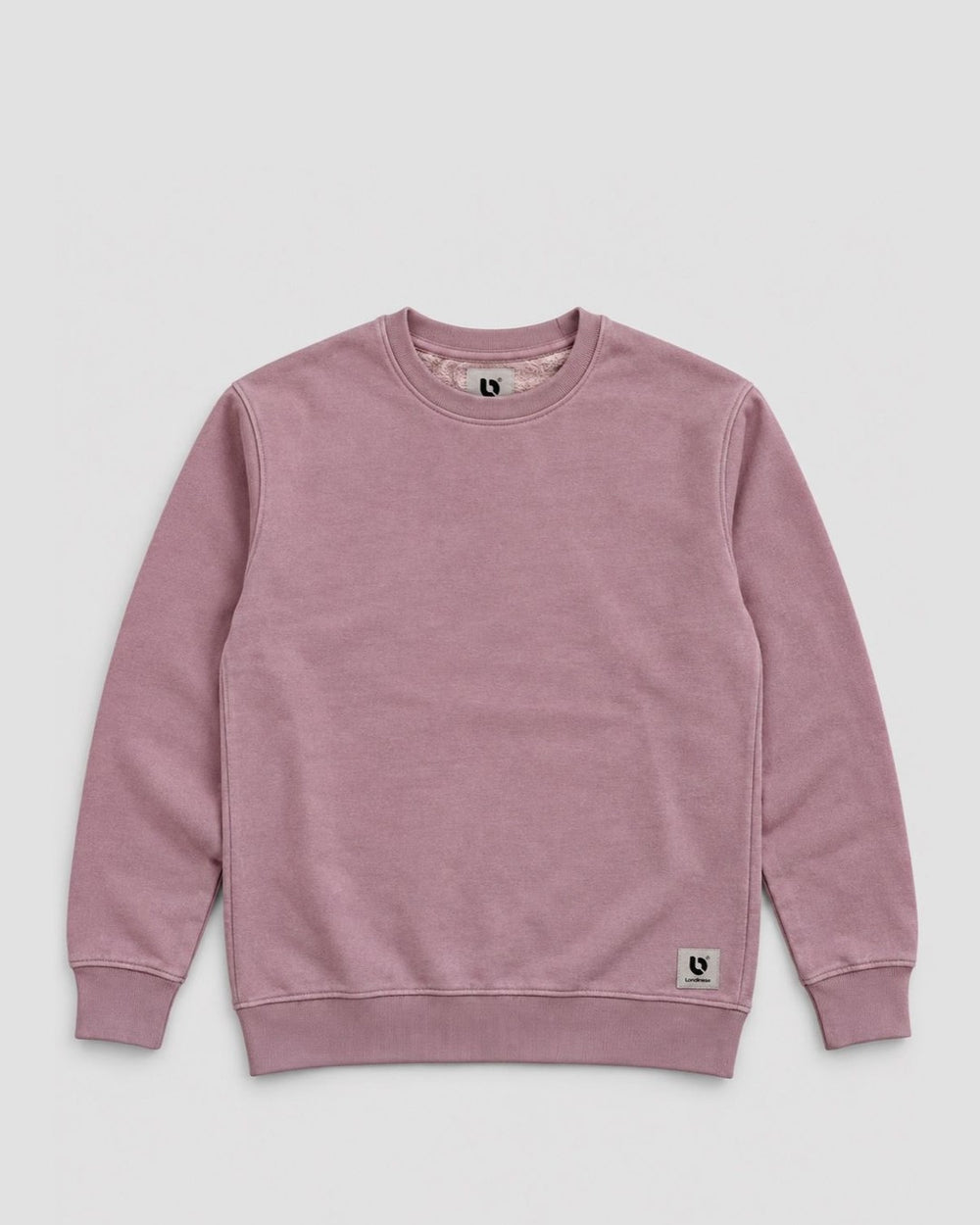Londinese Invincible Crew, felpa girocollo rosa (Pink Dusty) con lavaggio acid wash, vista frontale