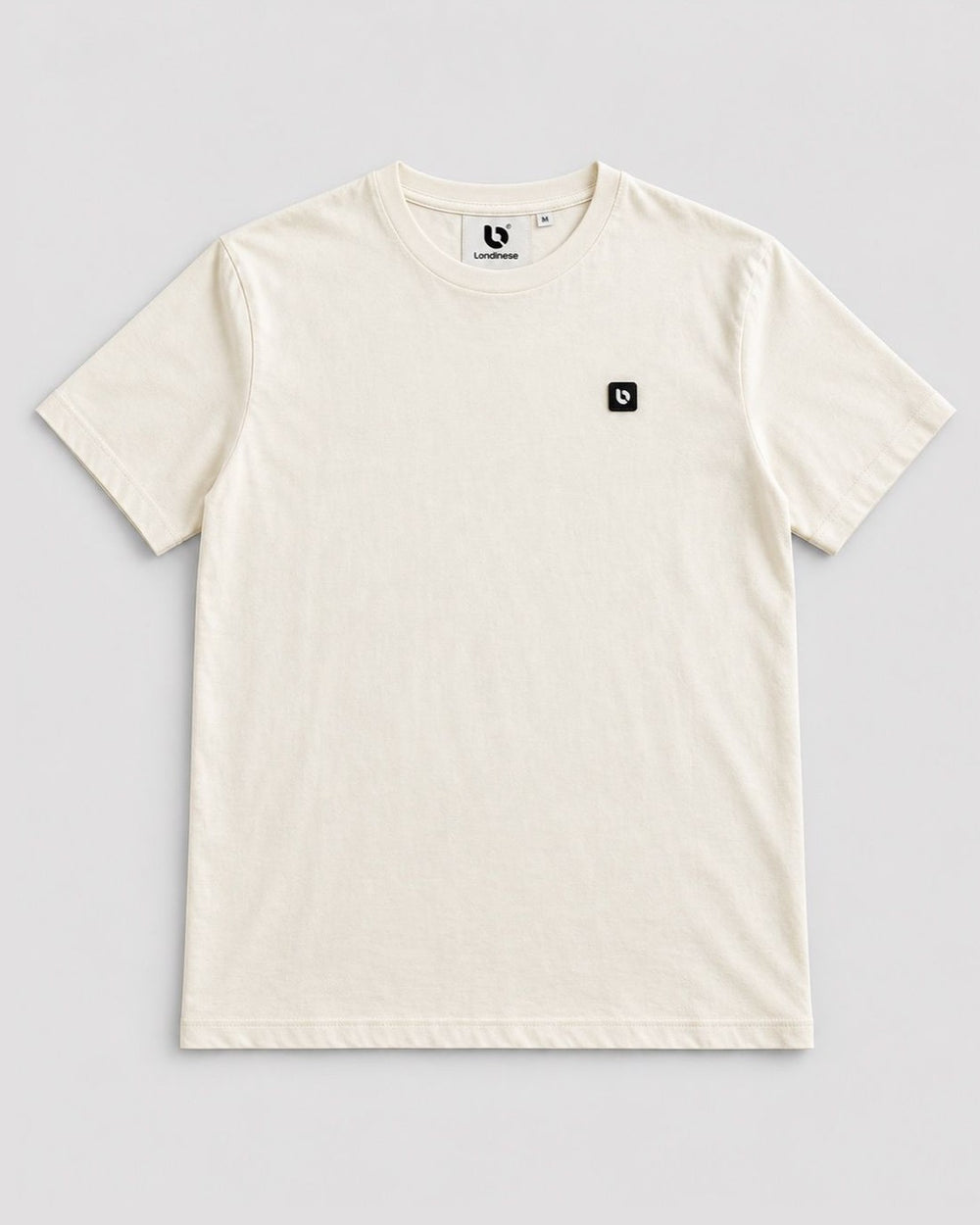 Londinese Marshall Tee, t-shirt avorio (Ivory) con logo sul petto, vista frontale