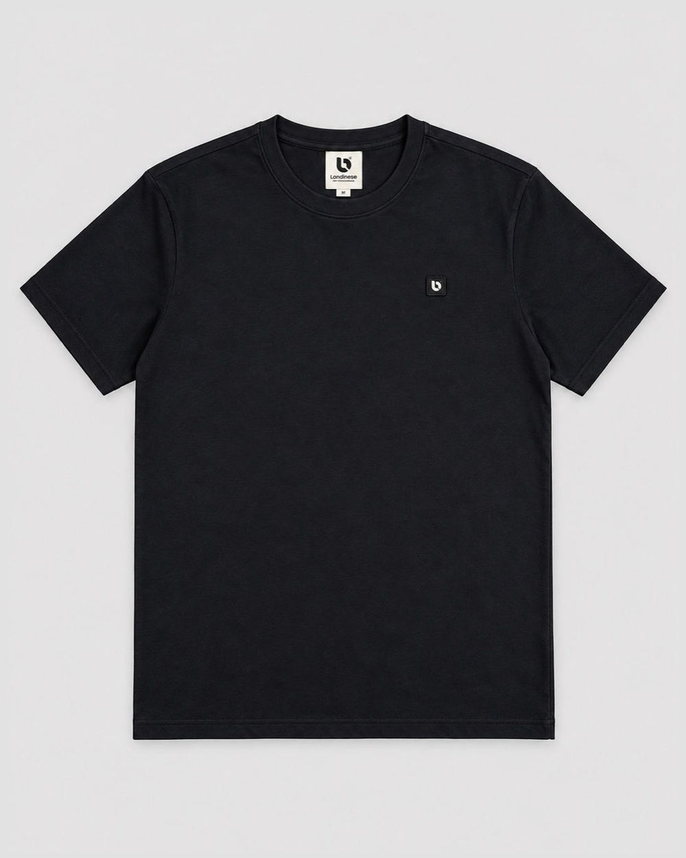 Londinese Marshall Tee, t-shirt nera (Black) con logo sul petto, vista frontale
