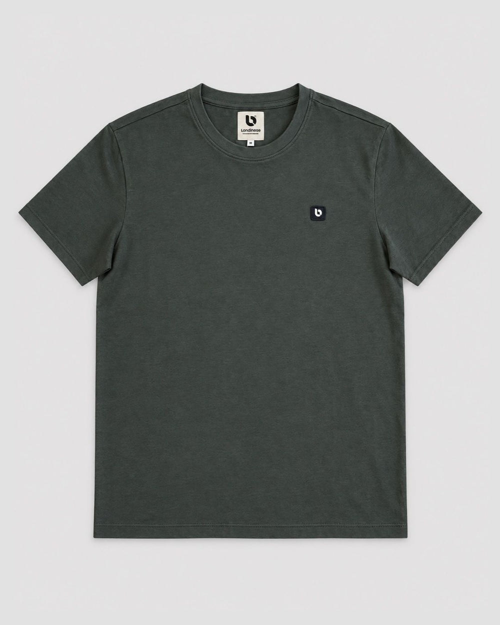 Londinese Marshall Tee, t-shirt verde scuro (Hunter) con logo sul petto, vista frontale