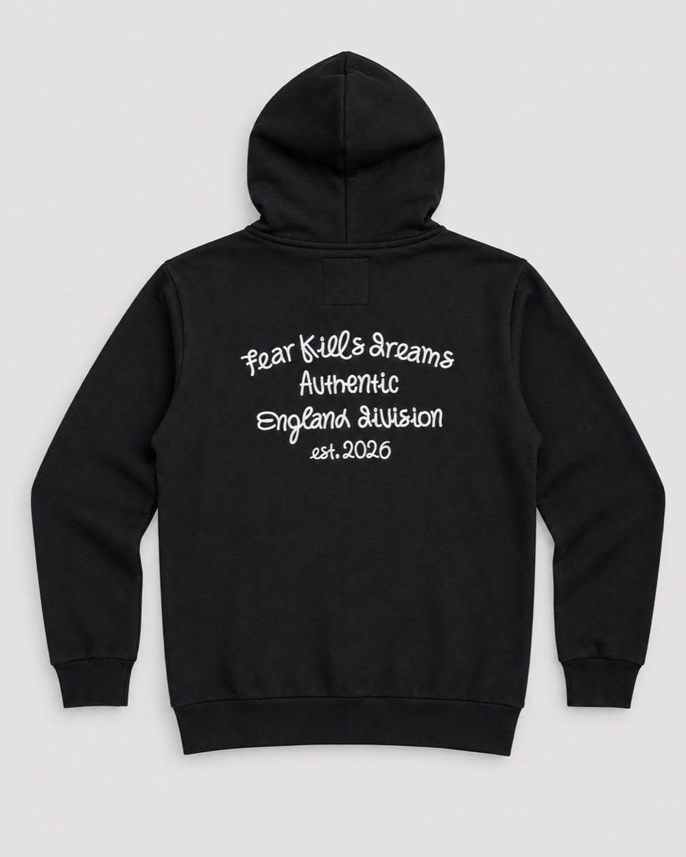 Londinese Specter, felpa con cappuccio nera (Black) con ricamo sul petto e sulla schiena, vista posteriore