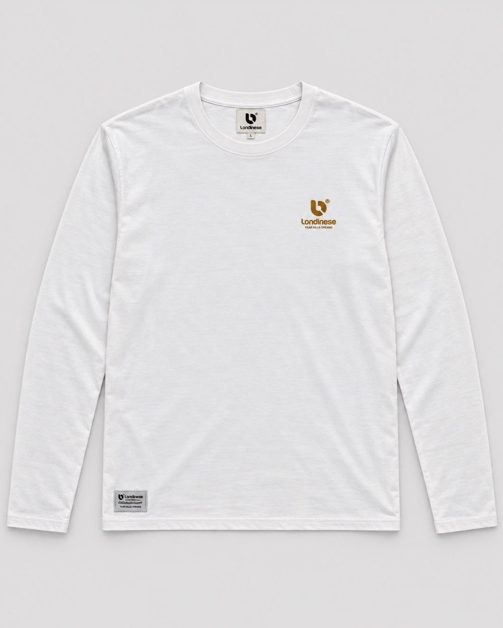 Londinese Vision Ls, t-shirt a manica lunga avorio (Ivory) con logo sul petto, vista frontale