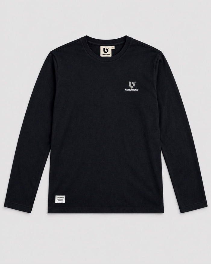 Londinese Vision Ls, t-shirt a manica lunga nera (Black) con logo sul petto, vista frontale