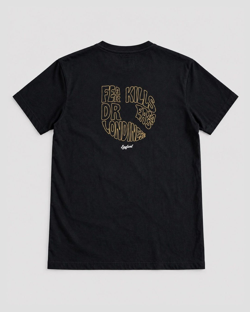 Londinese Vortex Tee, t-shirt nera (Black) con grafica Fear Kills Dreams, retro